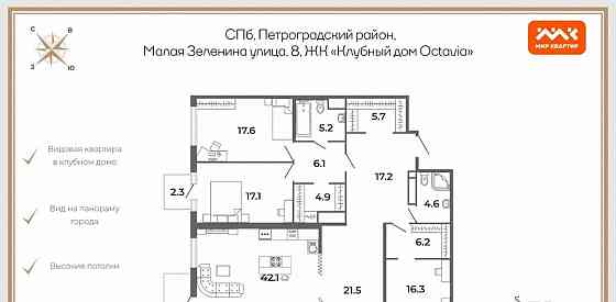 4-комн. квартира, 170 м2, 8/9 эт. Санкт-Петербург