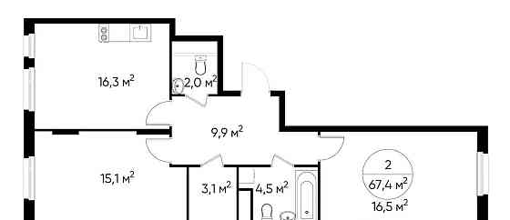 2-комн. квартира, 67 м2, 13/17 эт. Москва