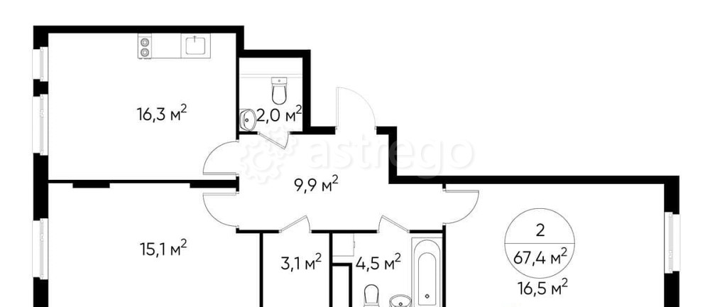 2-комн. квартира, 67 м2, 13/17 эт. Москва - изображение 1
