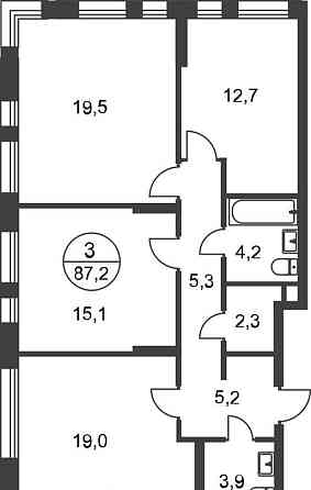 3-комн. квартира, 87 м2, 1/17 эт. Москва