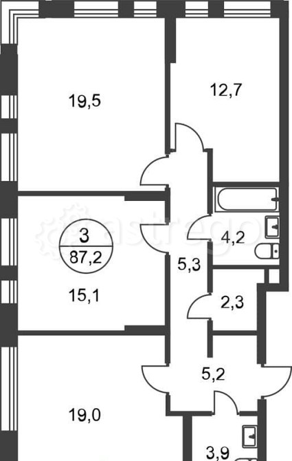 3-комн. квартира, 87 м2, 1/17 эт. Москва - изображение 1