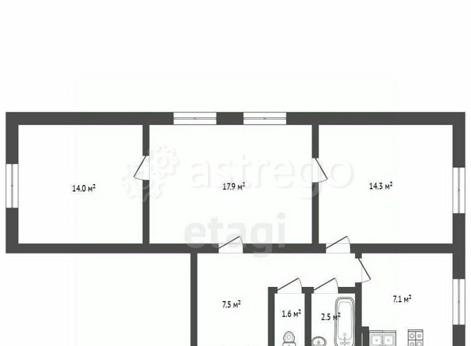 3-комн. квартира, 61.6 м2, 2/2 эт. Стерлитамак - изображение 1