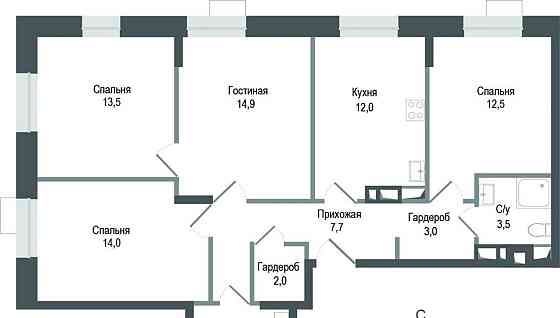 4-комн. квартира, 88.1 м2, 2/8 эт. Королев