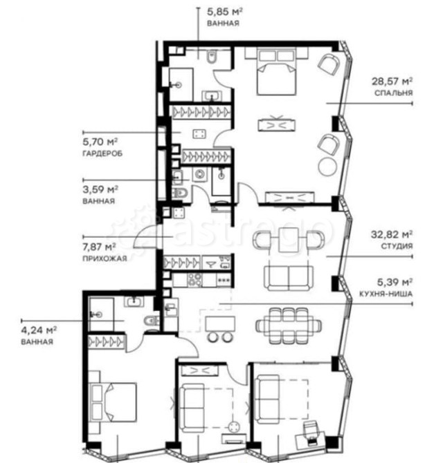 4-комн. квартира, 135.02 м2, 49/49 эт. Москва - изображение 1