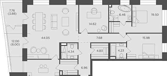 4-комн. квартира, 158.84 м2, 18/19 эт. Москва