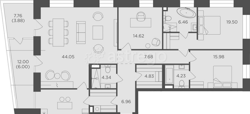 4-комн. квартира, 158.84 м2, 18/19 эт. Москва - изображение 1