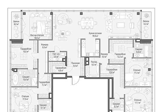 4-комн. квартира, 262.02 м2, 8/9 эт. Москва