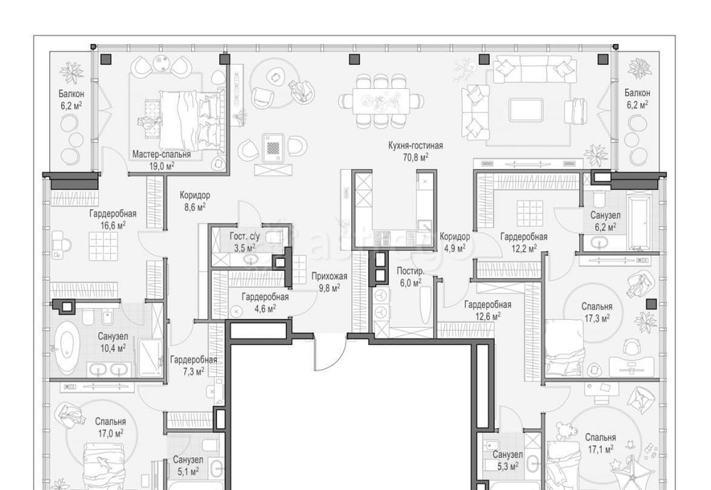 4-комн. квартира, 262.02 м2, 8/9 эт. Москва - изображение 1