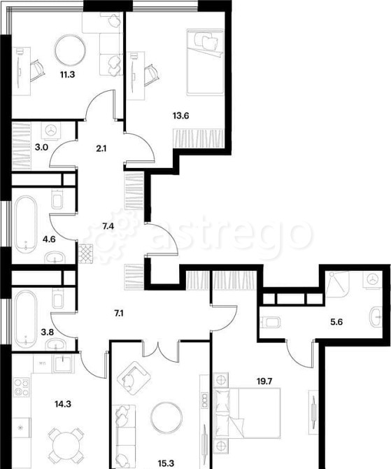 4-комн. квартира, 107.8 м2, 8/11 эт. Москва - изображение 1