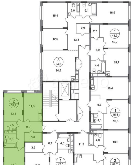 2-комн. квартира, 59 м2, 7/17 эт. Москва - изображение 3