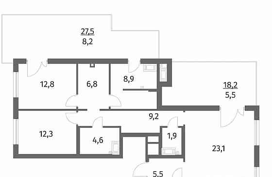 3-комн. квартира, 111.1 м2, 6/6 эт. Санкт-Петербург