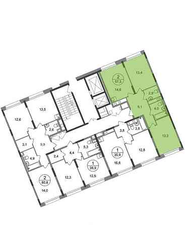 2-комн. квартира, 57 м2, 2/17 эт. Москва
