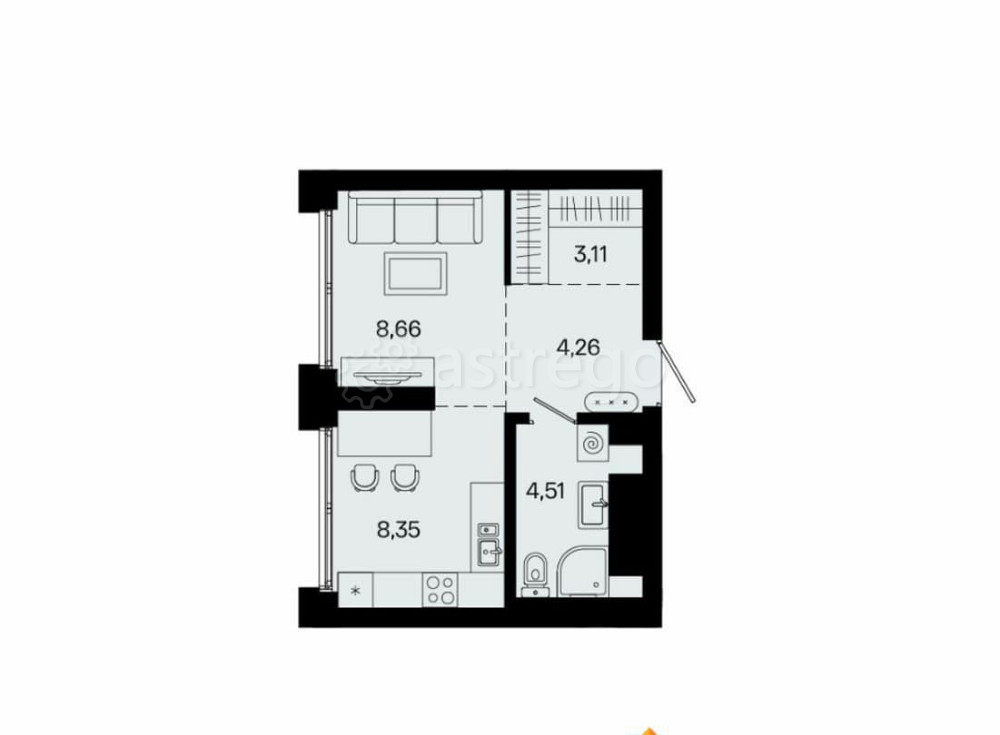 1-комн. квартира, 28.89 м2, 24/31 эт. Уфа - изображение 1