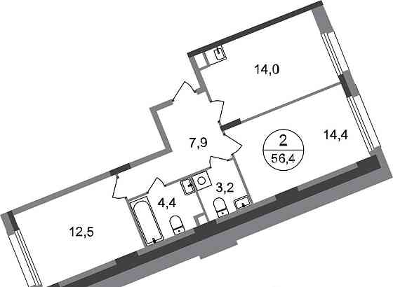 2-комн. квартира, 56 м2, 1/17 эт. Москва