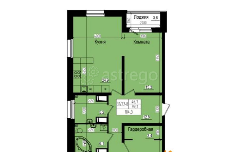 3-комн. квартира, 104.3 м2, 2/23 эт. Санкт-Петербург - изображение 1