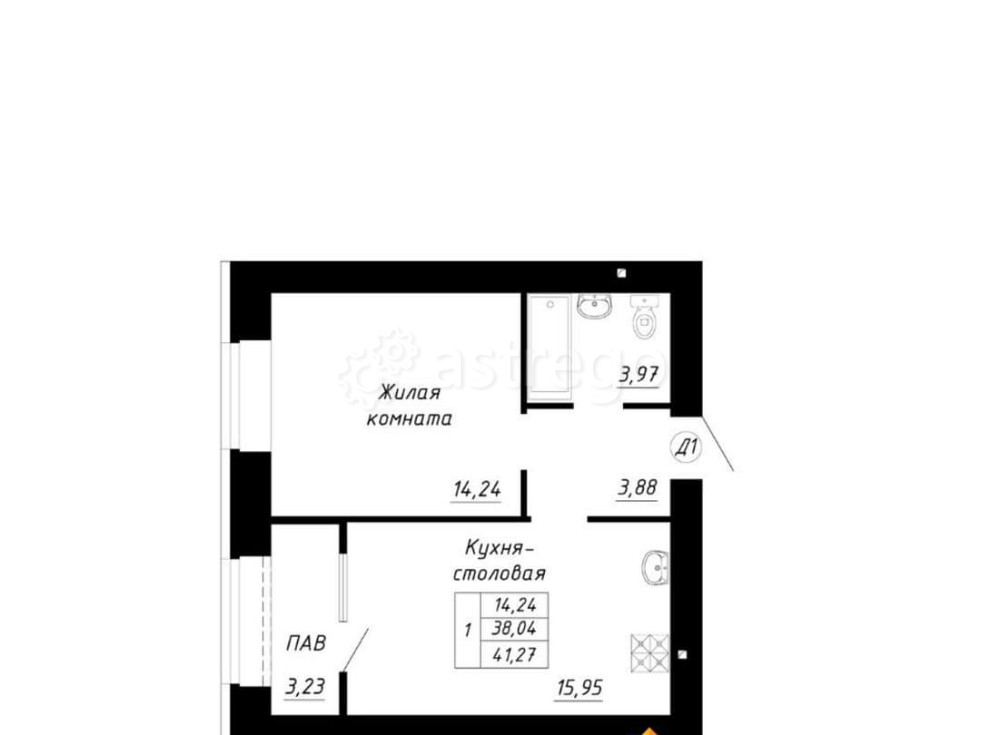 1-комн. квартира, 43.82 м2, 14/14 эт. Стерлитамак - изображение 1