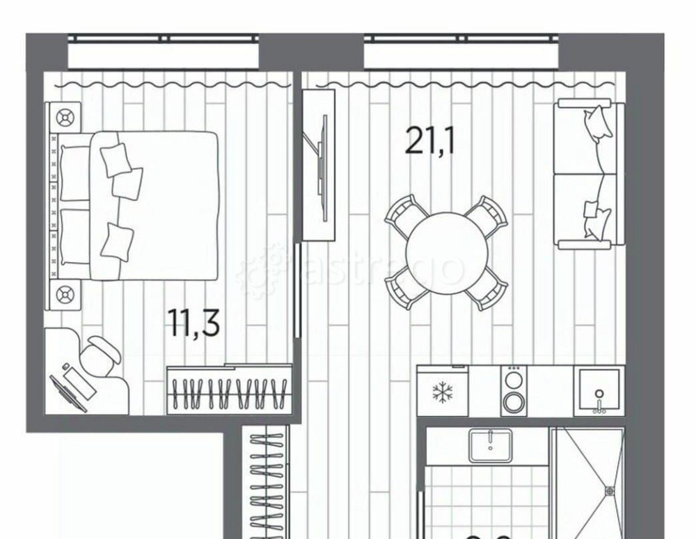 2-комн. апарт-ы, 38.4 м2, 3/13 эт. Санкт-Петербург - изображение 1