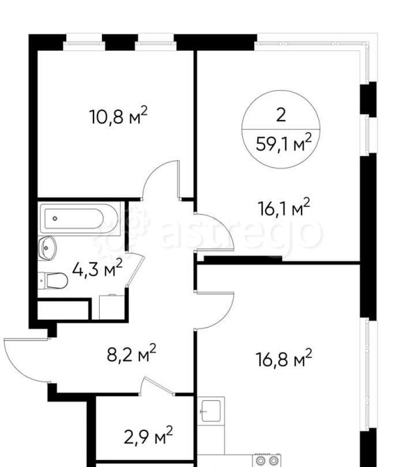 2-комн. квартира, 59 м2, 17/17 эт. Москва - изображение 1
