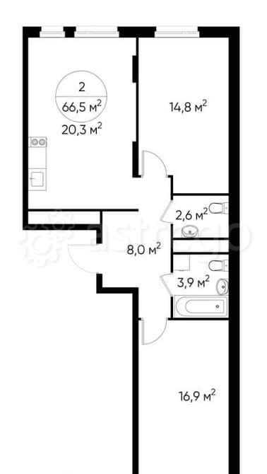 2-комн. квартира, 66 м2, 9/17 эт. Москва - изображение 1