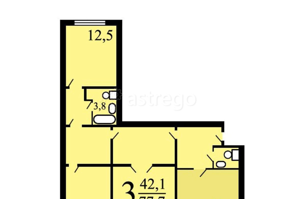 3-комн. квартира, 79 м2, 8/20 эт. Одинцово - изображение 1