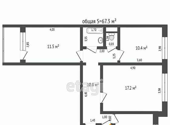 3-комн. квартира, 63.1 м2, 9/10 эт. Бийск