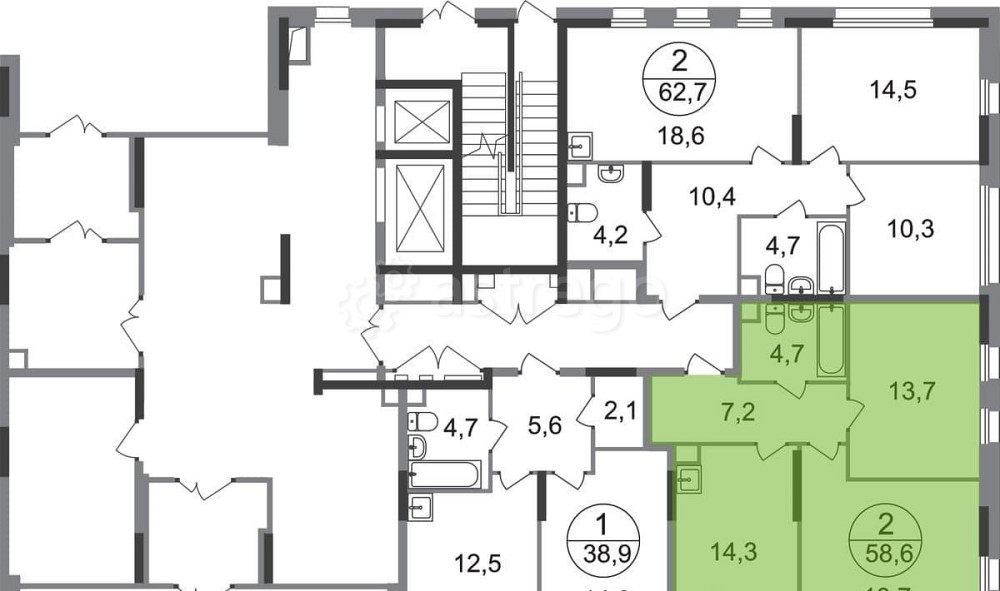 2-комн. квартира, 58 м2, 1/17 эт. Москва - изображение 5