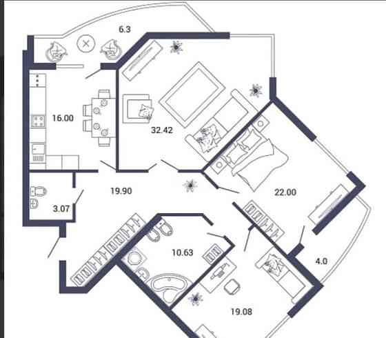 3-комн. квартира, 133.5 м2, 3/16 эт. Астрахань
