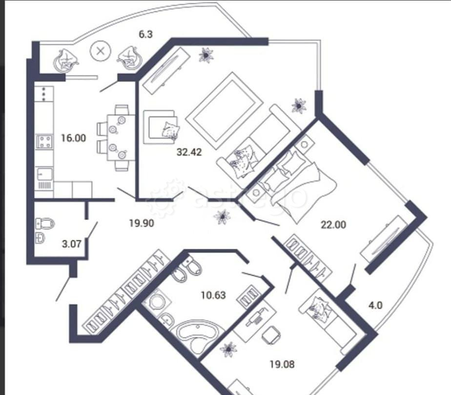 3-комн. квартира, 133.5 м2, 3/16 эт. Астрахань - изображение 3