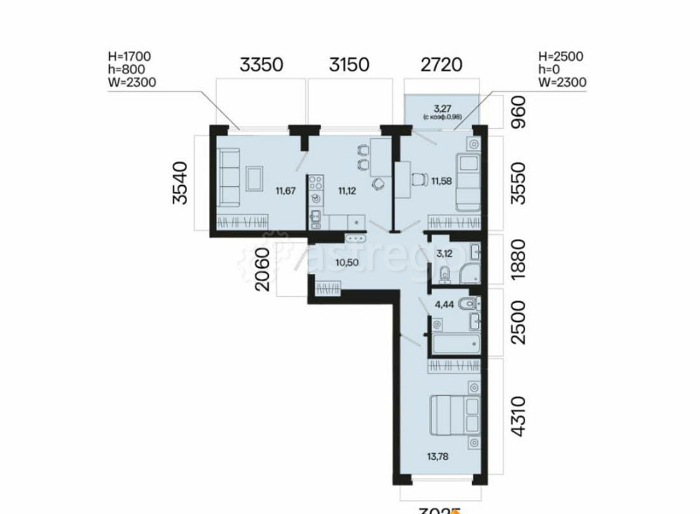 3-комн. квартира, 67.19 м2, 5/7 эт. Уфа - изображение 5