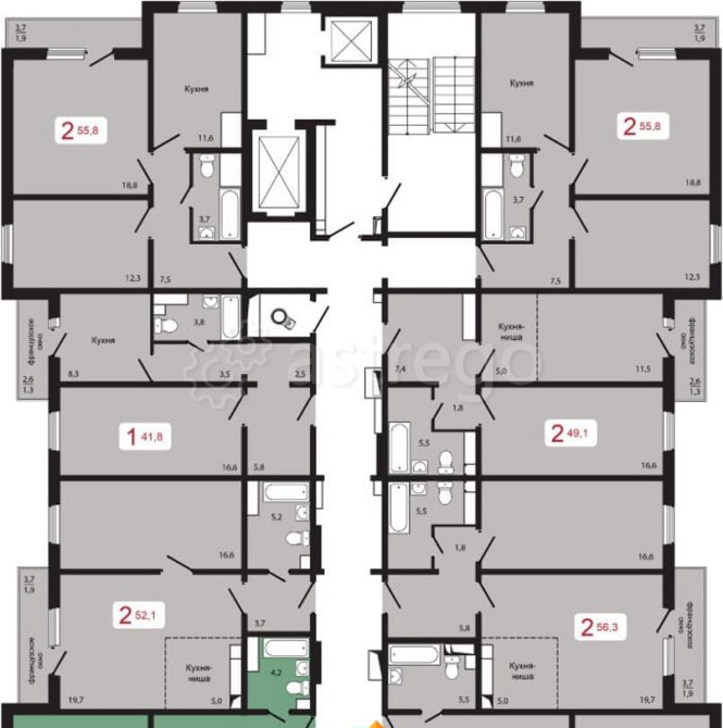 4-комн. квартира, 83.9 м2, 2/17 эт. Красноярск - изображение 1