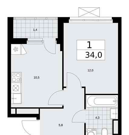 1-комн. квартира, 34 м2, 12/17 эт. Москва
