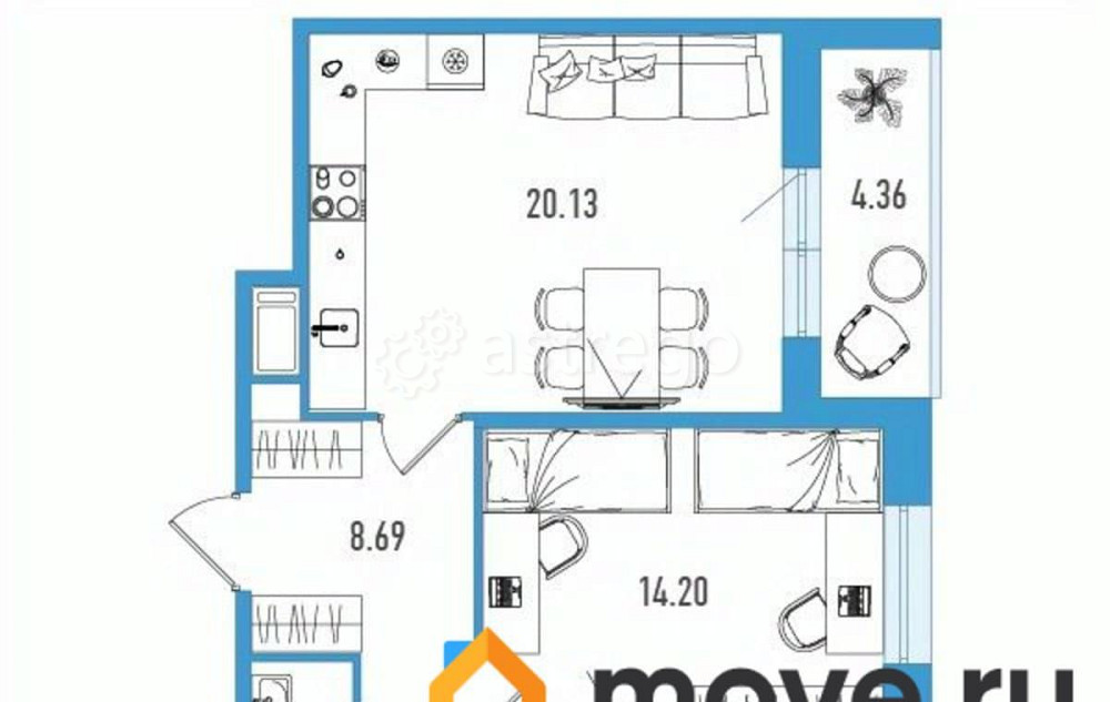 2-комн. квартира, 65.38 м2, 6/18 эт. Санкт-Петербург - изображение 5