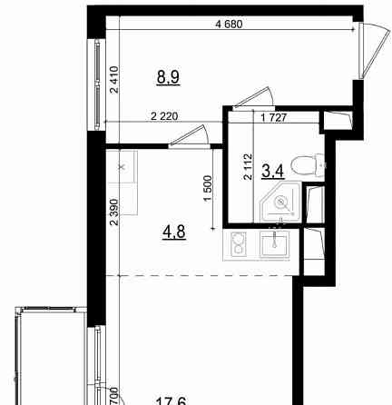 Студия, 35.9 м2, 15/25 эт. Одинцово