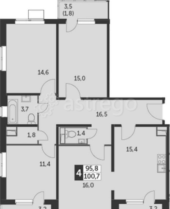 4-комн. квартира, 100.7 м2, 14/25 эт. Москва - изображение 1