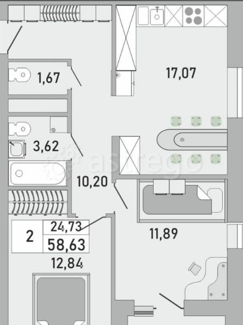 2-комн. квартира, 58.3 м2, 5/24 эт. Уфа - изображение 7