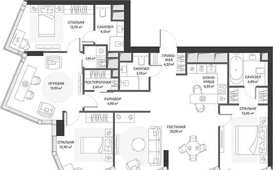 4-комн. квартира, 120.9 м2, 28/34 эт. Москва