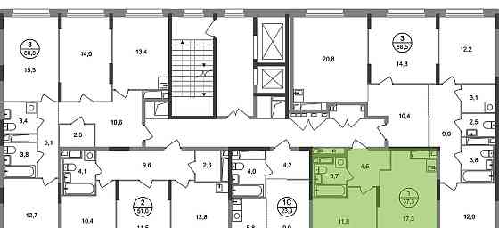 1-комн. квартира, 37 м2, 5/17 эт. Москва
