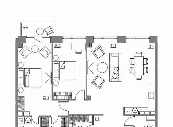 3-комн. апарт-ы, 105.6 м2, 4/6 эт. Видное