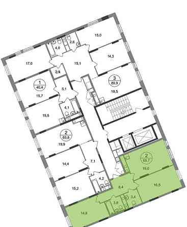 2-комн. квартира, 65 м2, 13/17 эт. Москва