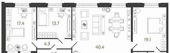 3-комн. квартира, 123.3 м2, 6/8 эт. Санкт-Петербург