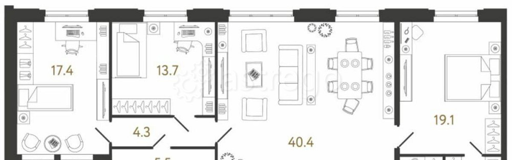 3-комн. квартира, 123.3 м2, 6/8 эт. Санкт-Петербург - изображение 1