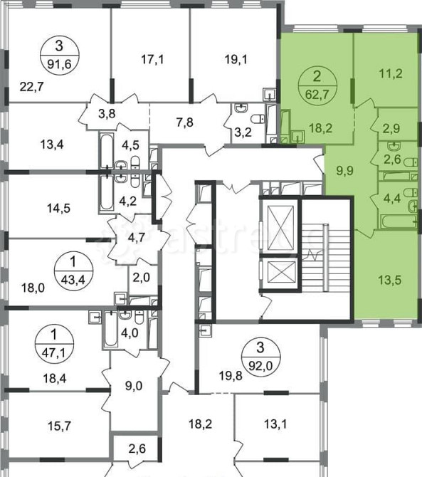2-комн. квартира, 62 м2, 15/17 эт. Москва - изображение 4