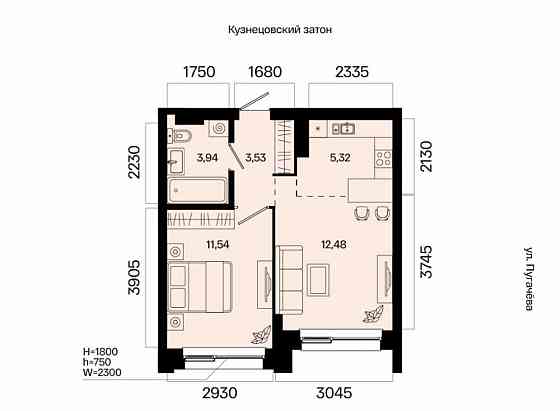 2-комн. квартира, 36.81 м2, 4/31 эт. Уфа