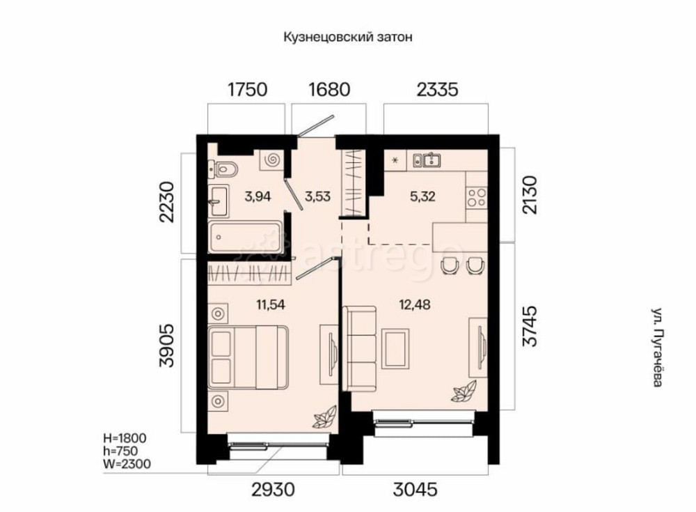 2-комн. квартира, 36.81 м2, 4/31 эт. Уфа - изображение 1