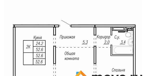 2-комн. квартира, 52.6 м2, 2/17 эт. Барнаул
