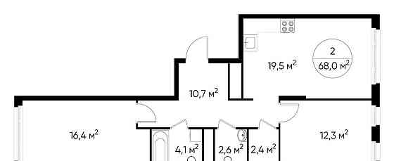 2-комн. квартира, 68 м2, 16/17 эт. Москва