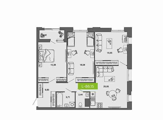 3-комн. квартира, 86.15 м2, 7/10 эт. Архангельск
