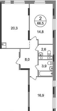 2-комн. квартира, 66 м2, 10/17 эт. Москва