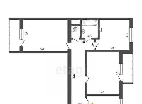 3-комн. квартира, 61.5 м2, 10/10 эт. Бийск