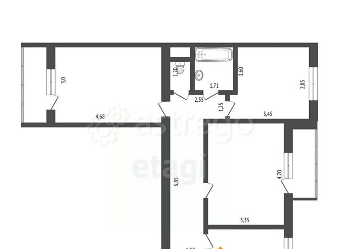 3-комн. квартира, 61.5 м2, 10/10 эт. Бийск - изображение 6